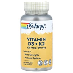 Solaray, 維他命 D3 + K2，無大豆，60 粒素食膠囊
