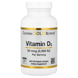 California Gold Nutrition, 維他命 D3，50 微克（2,000 國際單位），360 粒魚明膠軟凝膠