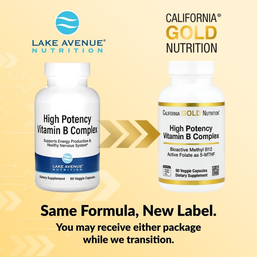 California Gold Nutrition, 優效維他命 B 複合物,含甲基葉酸和甲基 B12,90 粒素食膠囊