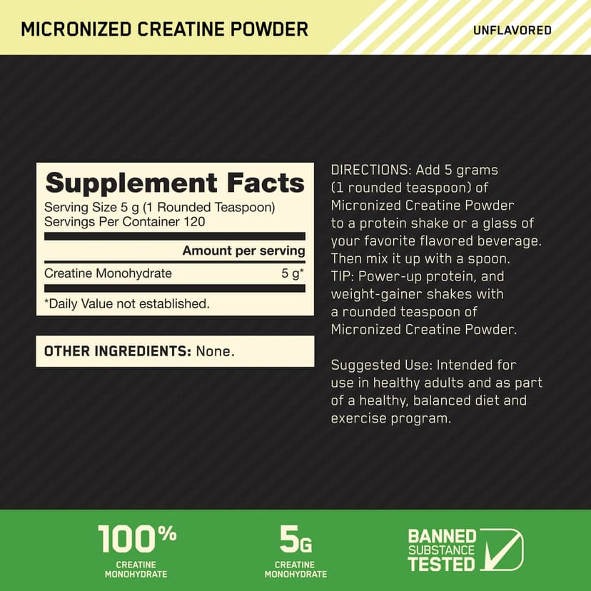 Optimum Nutrition, 微粉化肌酸粉,無味,1.32磅(600克)