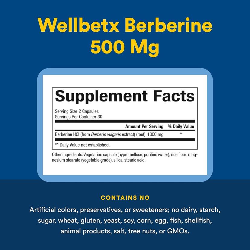 Natural Factors, WellBetX® 小檗鹼，60 粒素食膠囊（每粒膠囊 500 毫克）