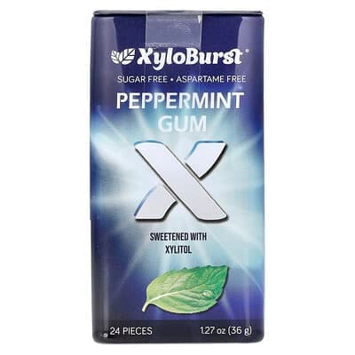Xyloburst, 木糖醇口香糖,薄荷味,24 片,1.27 盎司(36 克)