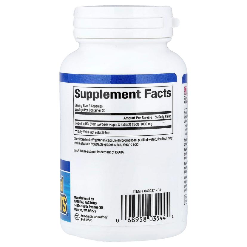 Natural Factors, WellBetX® 小檗鹼，60 粒素食膠囊（每粒膠囊 500 毫克）