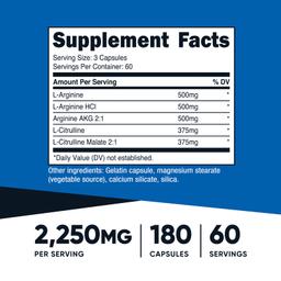 Nutricost, 表現，一氧化氮促進劑，180 粒膠囊