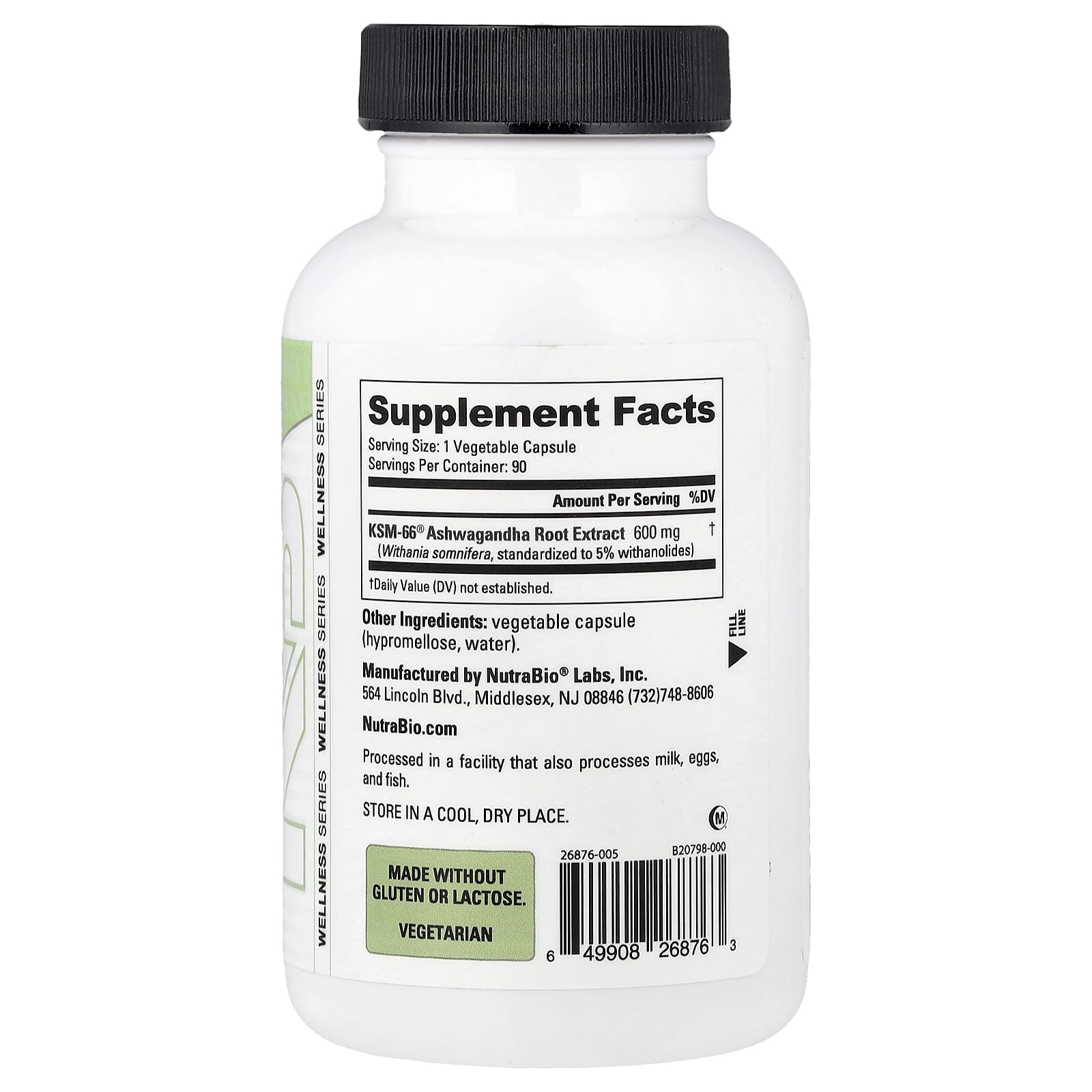 NutraBio, 南非醉茄 KSM-66,600 毫克,90 粒素食膠囊