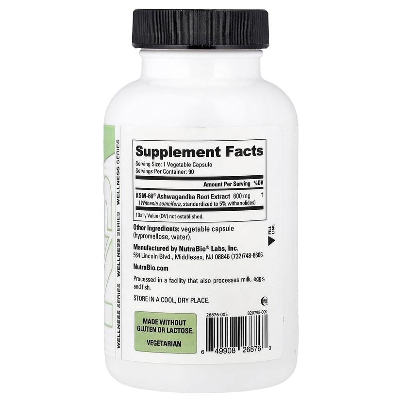 NutraBio, 南非醉茄 KSM-66,600 毫克,90 粒素食膠囊