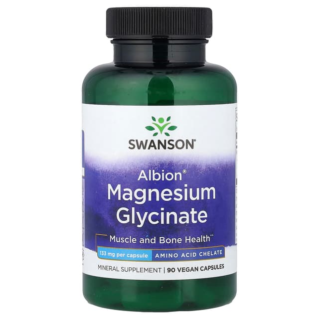 Swanson Vitamins, Albion®,甘氨酸鎂,133 毫克,90 粒全素膠囊