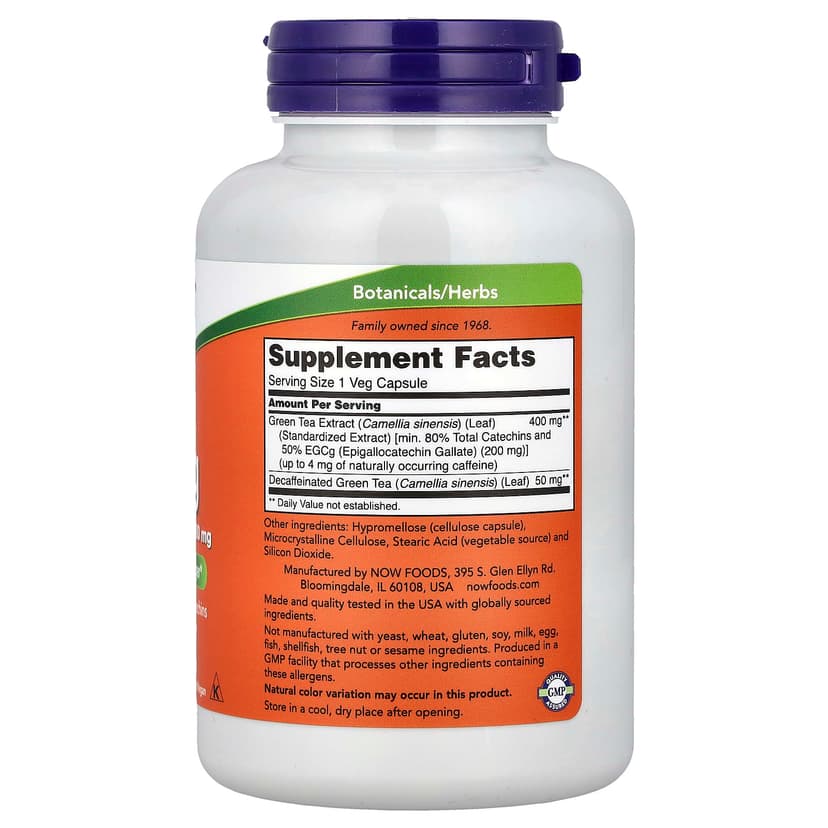 NOW Foods, EGCg 綠茶提取物素食膠囊,400 毫克,180 粒