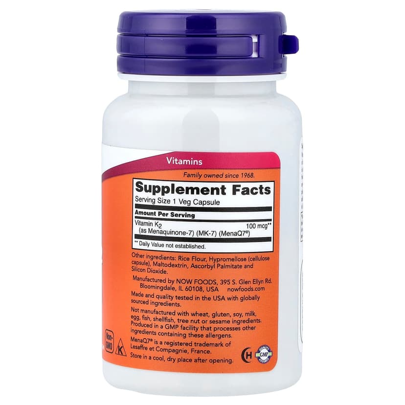 NOW Foods, MK-7,維他命 K-2,100 微克,60 粒素食膠囊