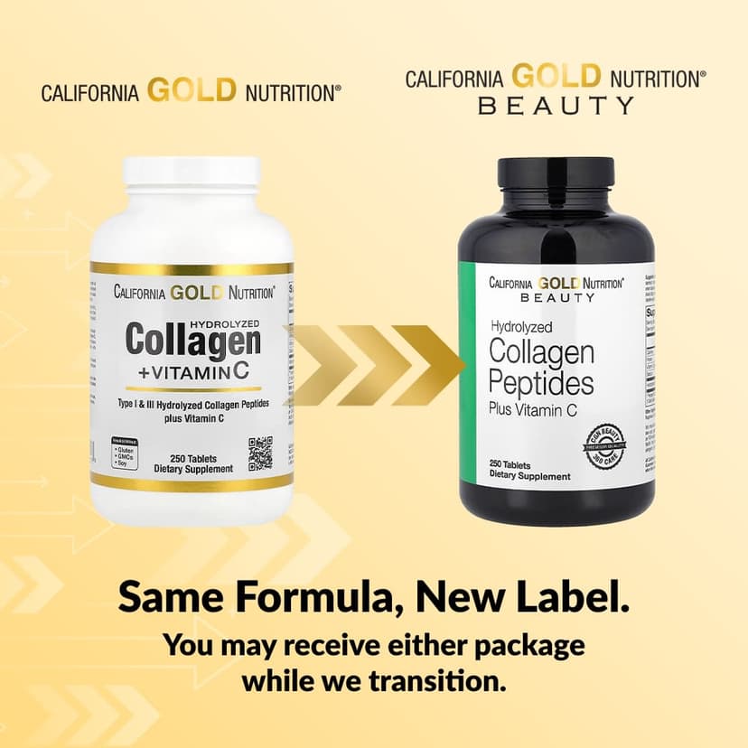 California Gold Nutrition, 水解膠原蛋白肽,I 型和 III 型,維他命 C,250 片