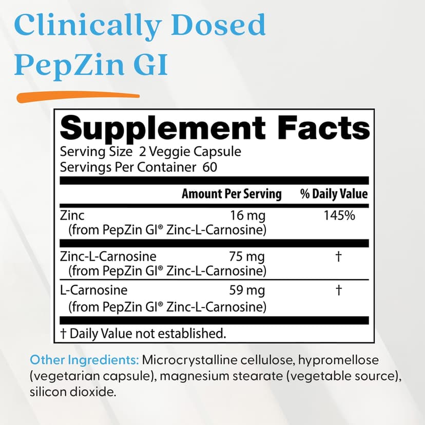 Doctor's Best, PepZin GI®,鋅-L-肌肽複合物,120 粒素食膠囊