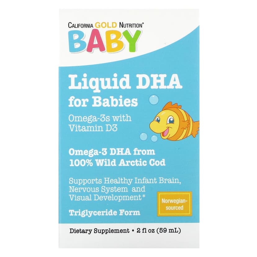 California Gold Nutrition, 嬰兒 DHA,含維他命 D3 和 EPA 的 Omega-3s,2 液量盎司(59 毫升)