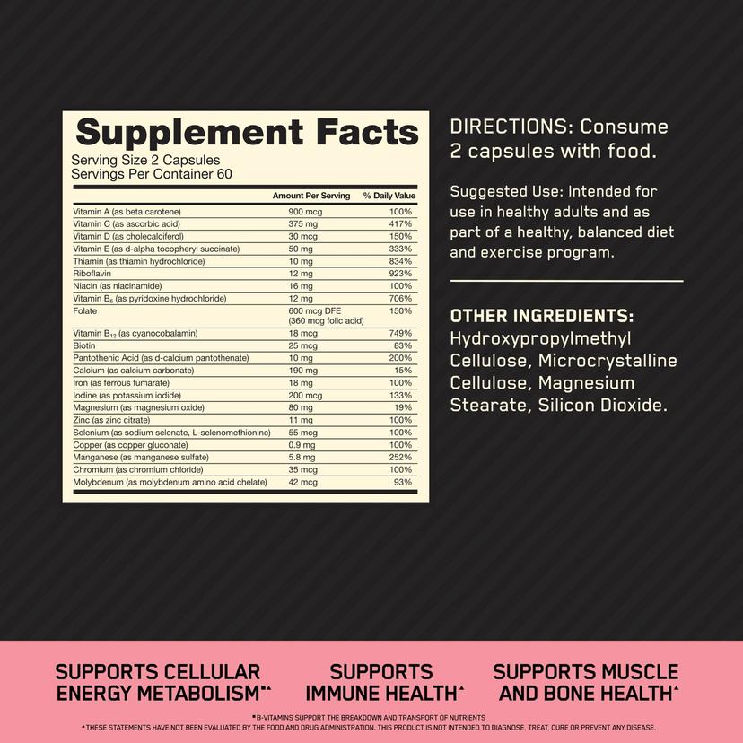 Optimum Nutrition, Opti-Women®,針對活躍女性的多維他命,120 粒膠囊
