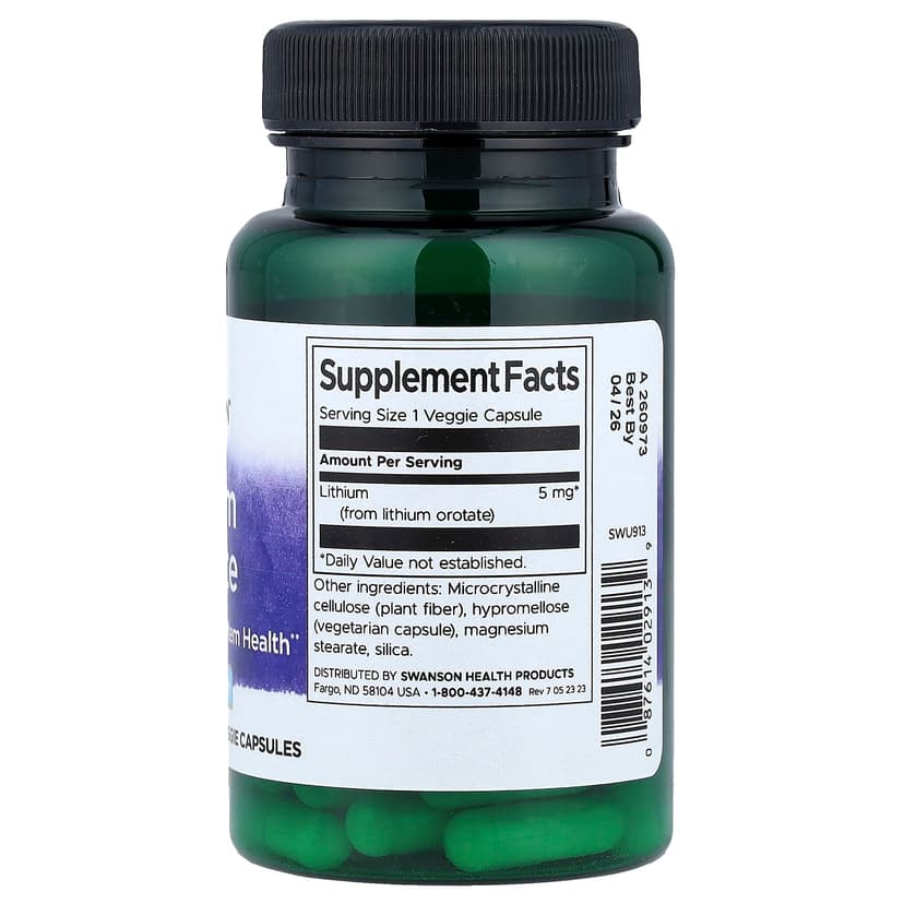 Swanson Vitamins, 乳清酸鋰,5 毫克,60 粒素食膠囊
