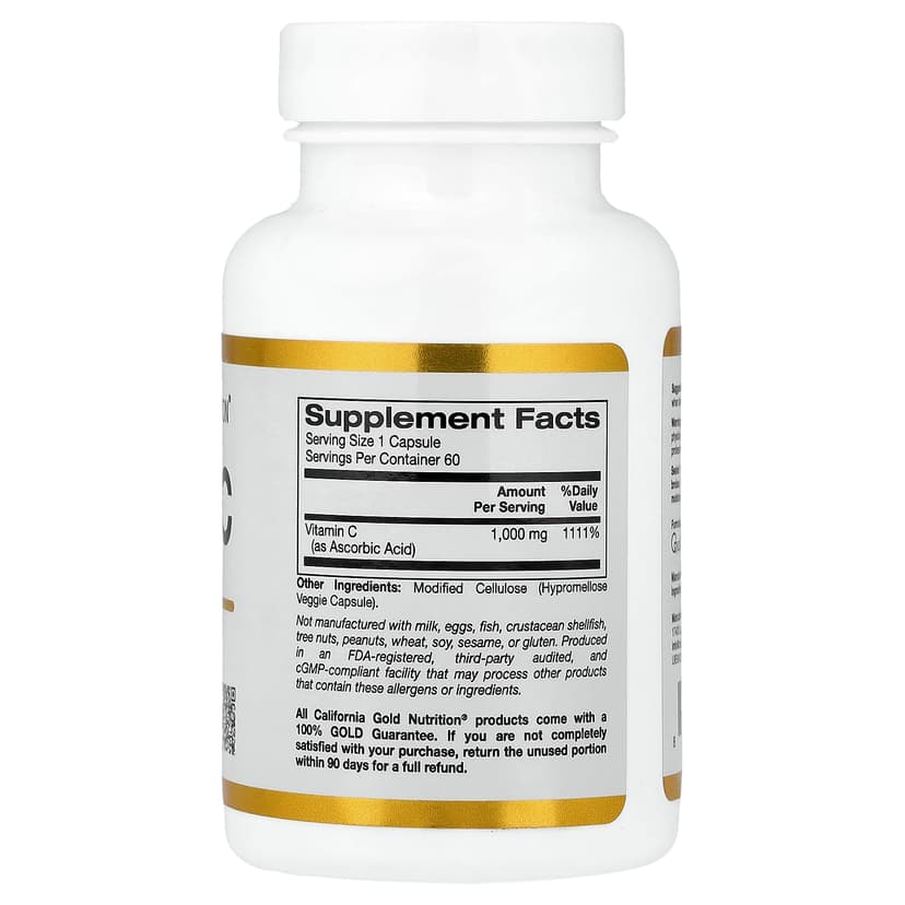California Gold Nutrition, 維他命 C,Quali®-C,1,000 毫克,60 粒素食膠囊