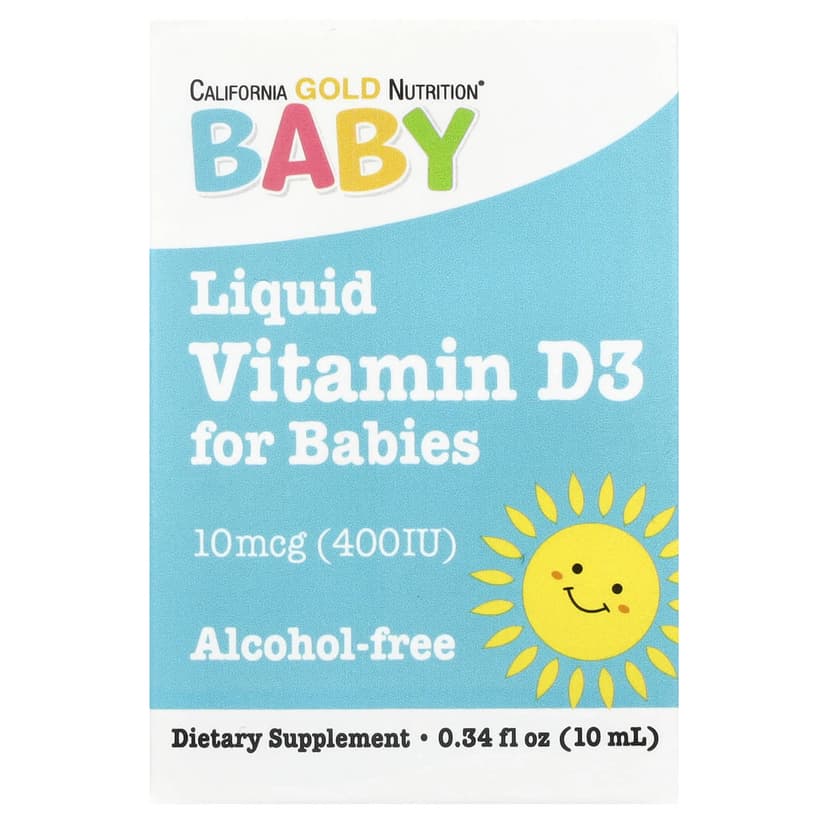 California Gold Nutrition, 嬰兒維他命 D3 滴劑,10 微克(400 國際單位),0.34 液量盎司(10 毫升)