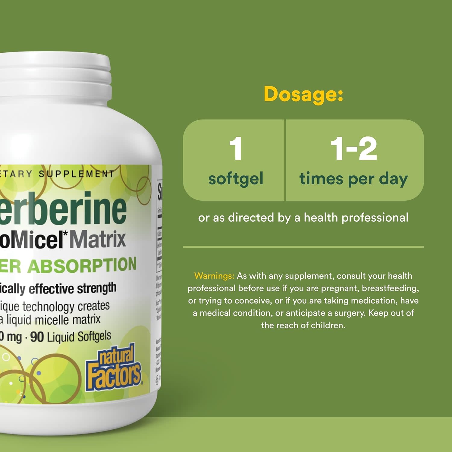 Natural Factors, Berberine LipoMicel Matrix,90 粒液體軟膠囊