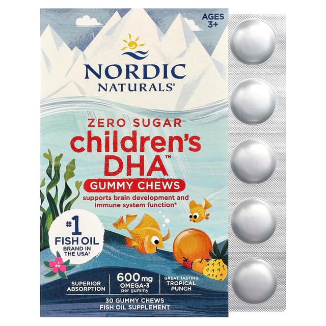 Nordic Naturals, 兒童 DHA™ 軟咀嚼片,3 歲以上,熱帶水果味,30 粒(每粒 355 毫克)