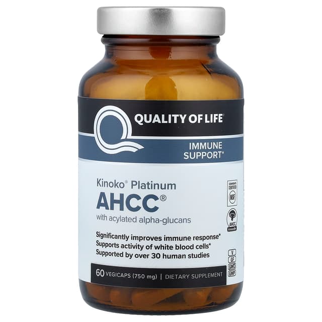 Quality of Life, Kinoko® Platinum AHCC®,60 粒素食膠囊