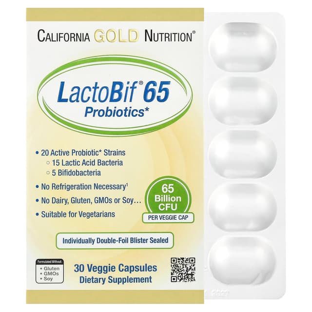 California Gold Nutrition, LactoBif® 65 益生菌,30 粒素食膠囊