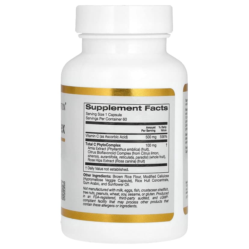 California Gold Nutrition, Total C 複合物,含抗壞血酸、餘甘子提取物、柑橘生物類黃酮和玫瑰果提取物,500 毫克,60 粒素食膠囊