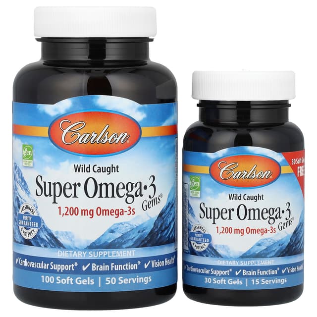 Carlson, Gems® 高級野生 Omega-3 魚油軟膠囊,100 + 30 粒軟膠囊