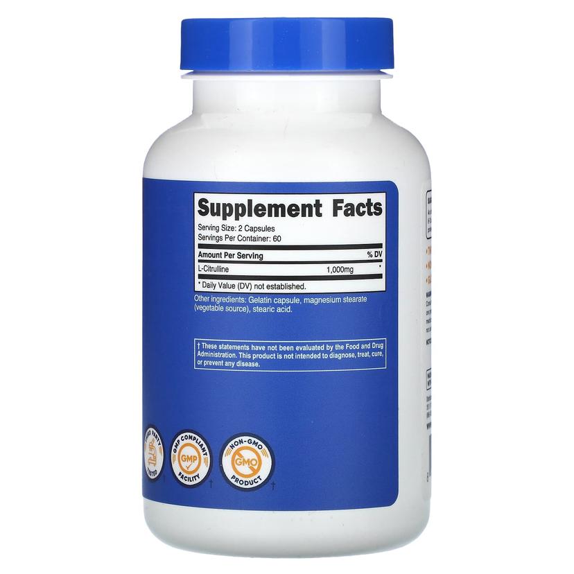 Nutricost, L-瓜氨酸,1000 毫克,120 粒膠囊(每粒膠囊 500 毫克)