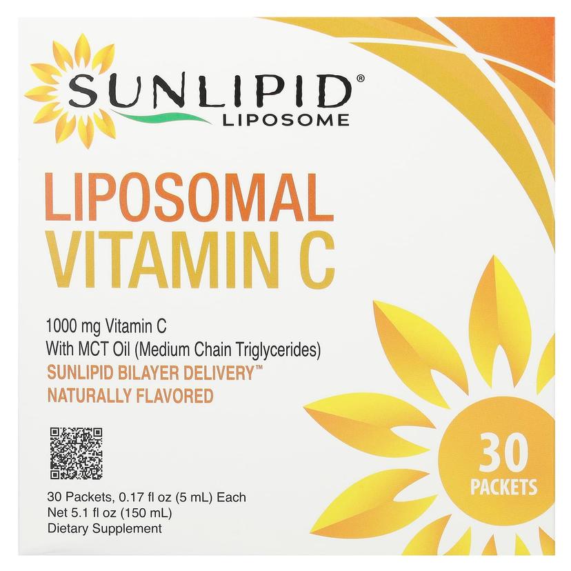Sunlipid, 脂質體維他命 C,含中鏈甘油三酯油,30 包,每包 0.17 液量盎司(5 毫升)