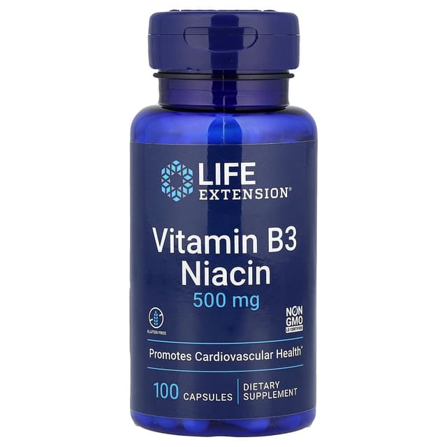 Life Extension, 維他命 B3 煙酸,500 毫克,100 粒素食膠囊