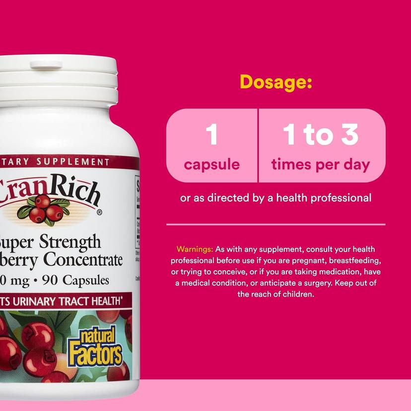 Natural Factors, CranRich® 高濃度蔓越莓,特強型,500 毫克,90 粒膠囊