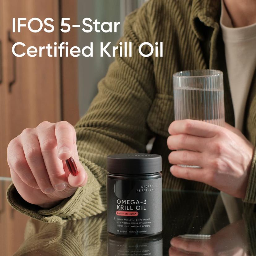 Sports Research, Omega-3 磷蝦油,雙倍功效,1,000 毫克,60 粒軟凝膠
