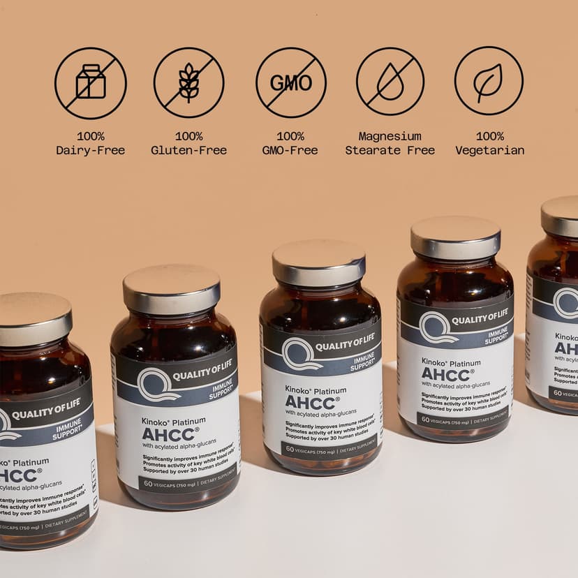 Quality of Life, Kinoko® Platinum AHCC®,60 粒素食膠囊