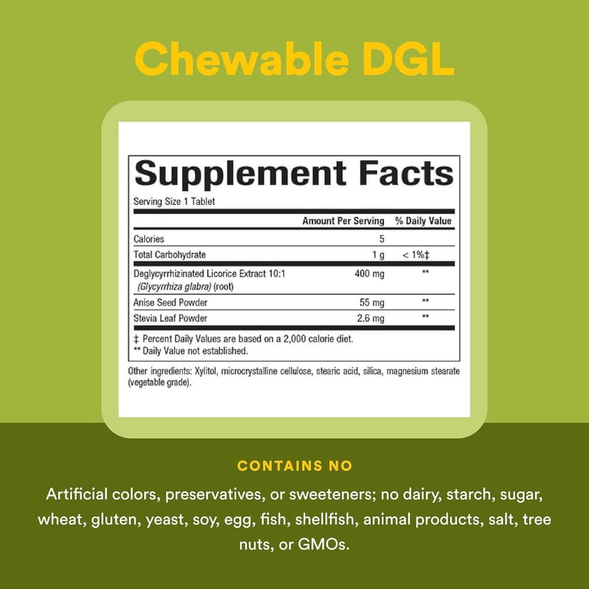 Natural Factors, DGL,解甘草提取物,180 片咀嚼片