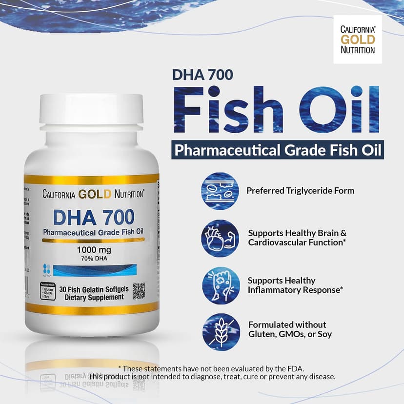 California Gold Nutrition, DHA700 魚油,超濃縮,1,000 毫克,30 粒魚明膠軟凝膠