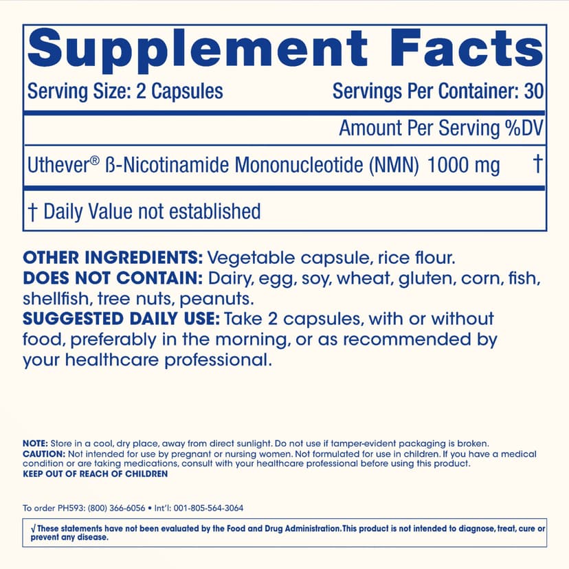 ProHealth Longevity, NMN Pro 1000,60 粒膠囊(每粒膠囊 500 毫克)