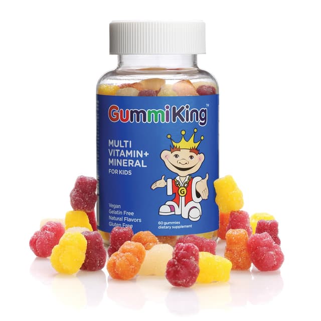 GummiKing, 兒童多維他命 + 礦物質軟糖,草莓、橙子、檸檬、葡萄、櫻桃和葡萄柚味,60 粒