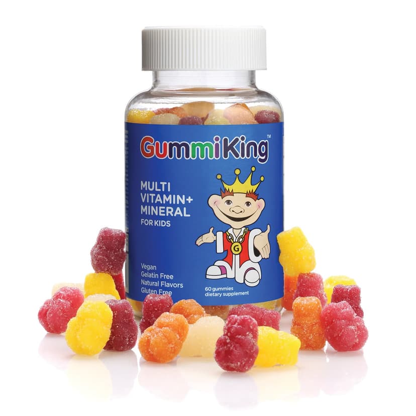 GummiKing, 兒童多維他命 + 礦物質軟糖,草莓、橙子、檸檬、葡萄、櫻桃和葡萄柚味,60 粒