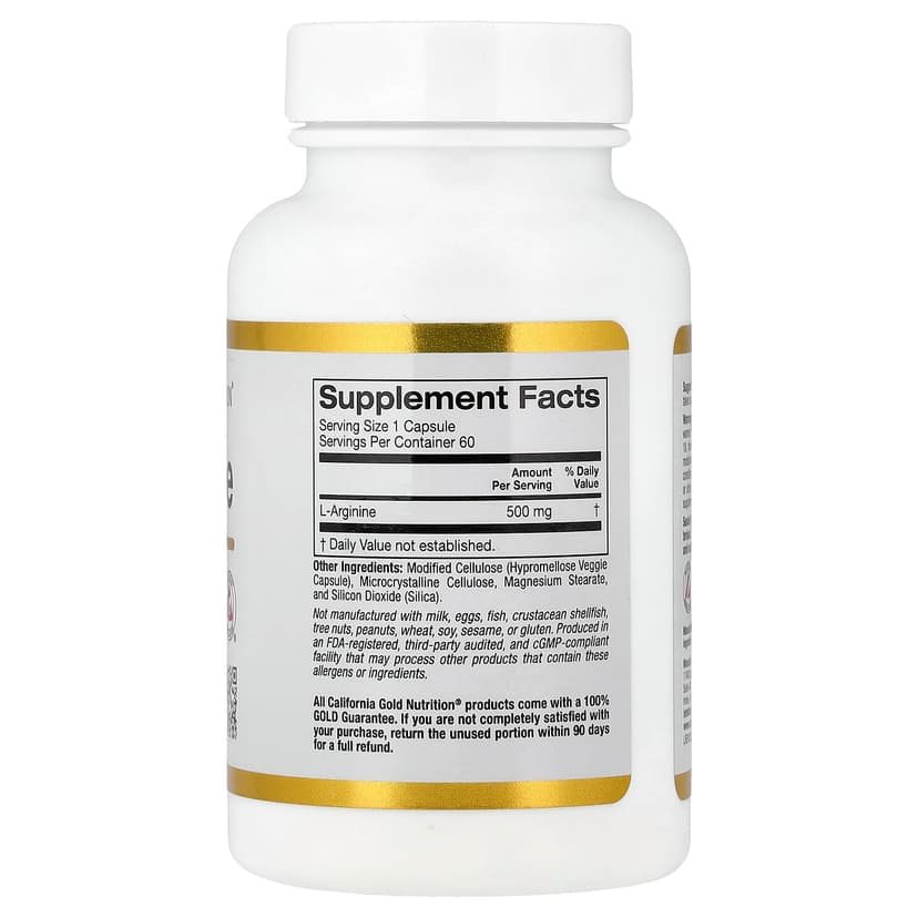 California Gold Nutrition, L-精氨酸,500 毫克,60 粒素食膠囊