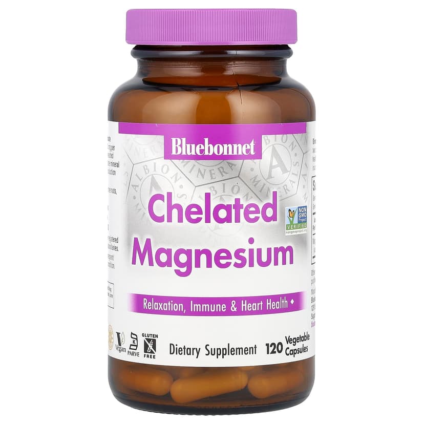Bluebonnet Nutrition, 螯合鎂,120 粒素食膠囊(每粒膠囊 100 毫克)