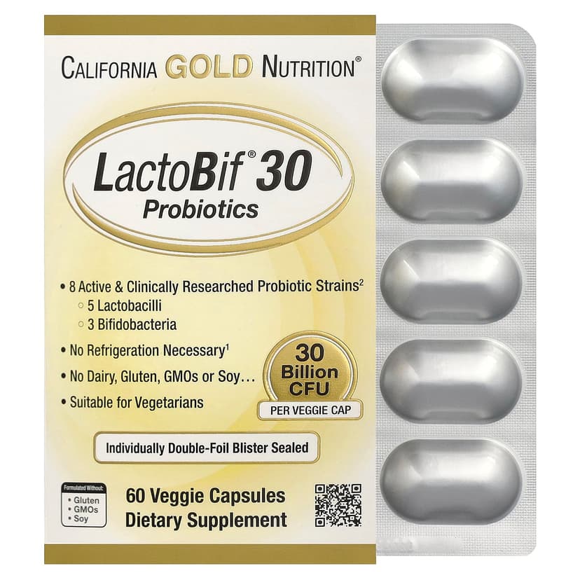 California Gold Nutrition, LactoBif® 30 益生菌,300 億 CFU,60 粒素食膠囊