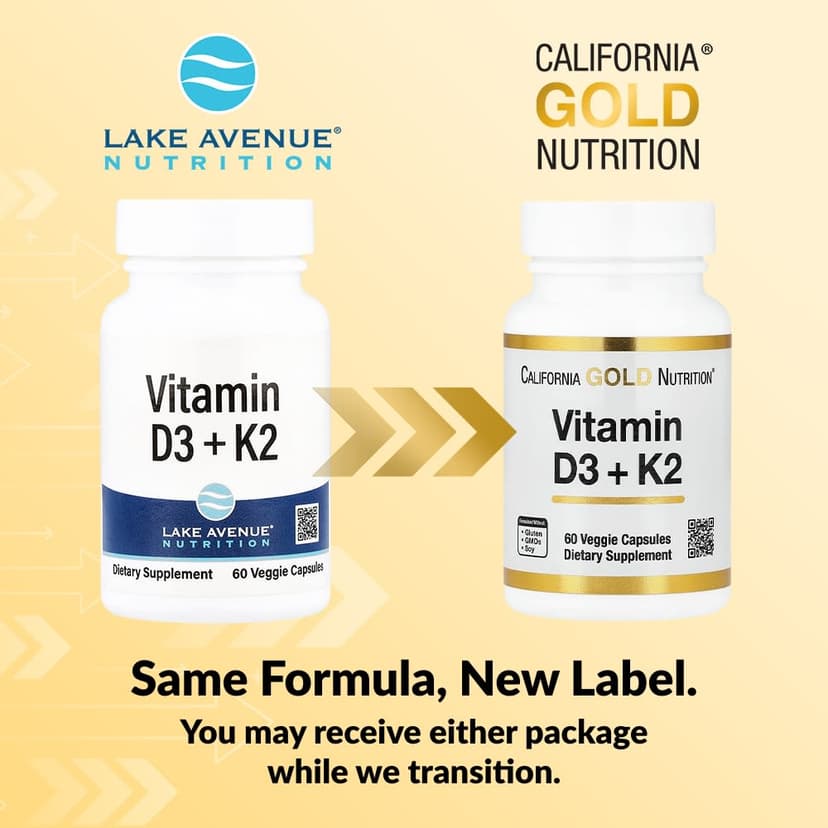 California Gold Nutrition, 維他命 D3 + K2,60 粒素食膠囊