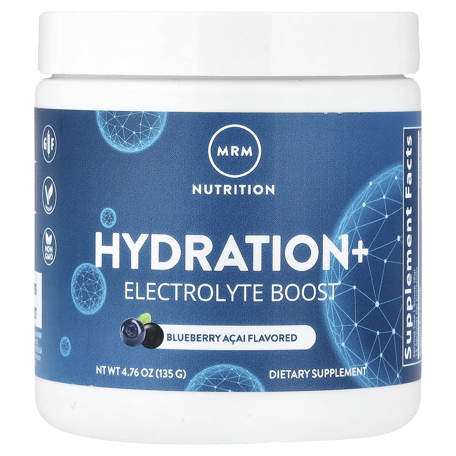 MRM Nutrition, Hydration+Electrolyte Boost,藍莓巴西莓,4.76 盎司(135 克)