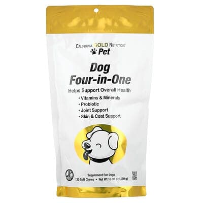 California Gold Nutrition, 寵物狗四合一營養配方,120 片軟咀嚼片,16.93 盎司(480 克)