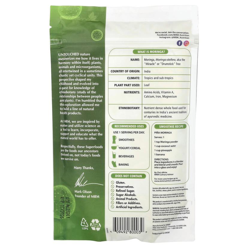 MRM Nutrition, 有機辣木粉,8.5 盎司(240 克)