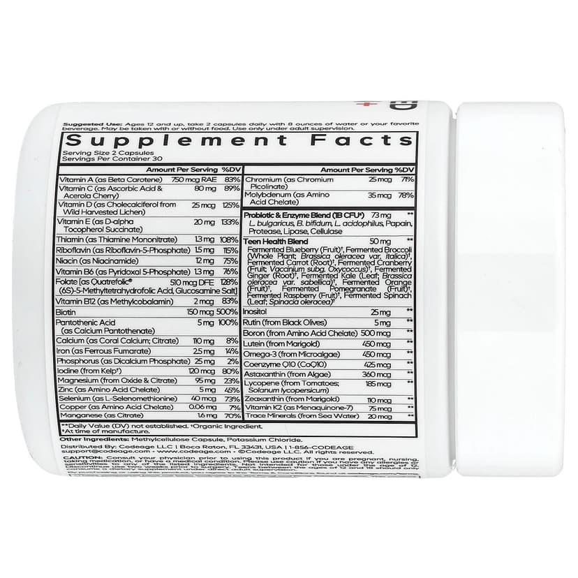 Codeage, 青少年發酵多維他命+, 60 粒素食膠囊