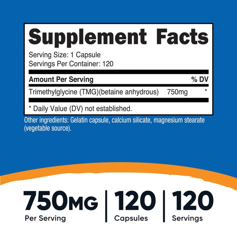 Nutricost, 三甲基甘氨酸(TMG),750 毫克,120 粒膠囊