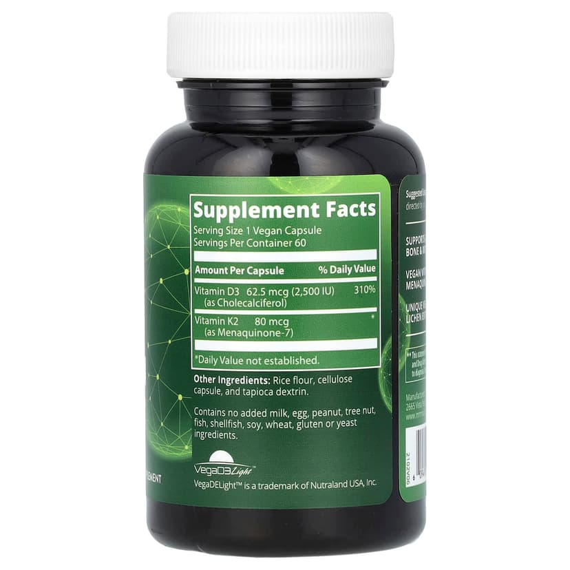 MRM Nutrition, 素食維他命 D3 和 K2,60 粒全素食膠囊