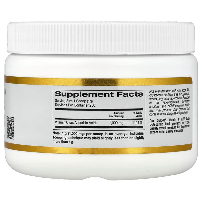 California Gold Nutrition, 黃金維他命 C 粉、維他命 C,1000 毫克,8.81 盎司(250 克)