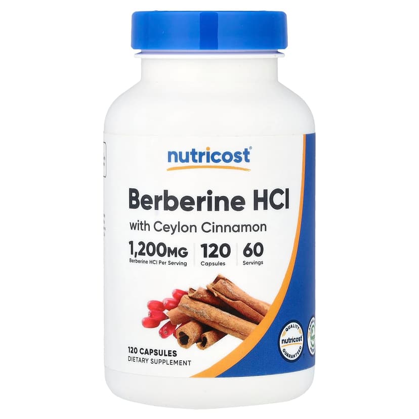 Nutricost, 鹽酸小檗鹼和錫蘭肉桂,1200 毫克,120 粒膠囊(每粒膠囊 600 毫克)