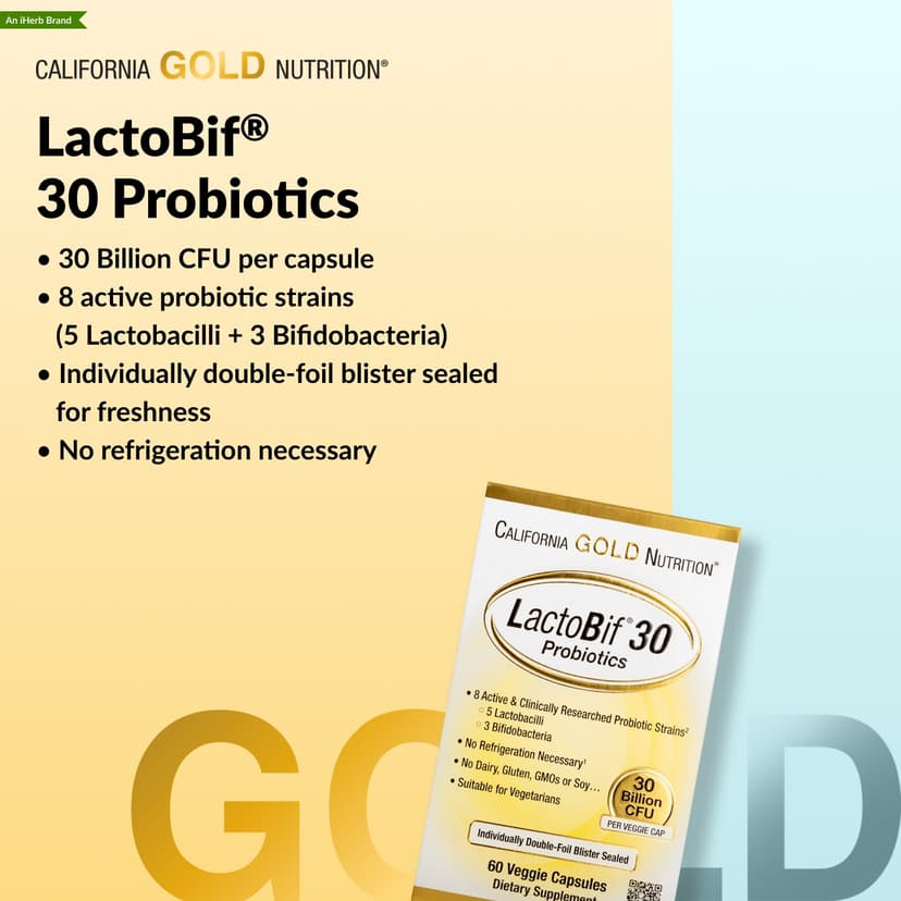 California Gold Nutrition, LactoBif® 30 益生菌,300 億 CFU,120 粒素食膠囊